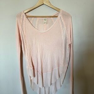 Free People We The Free Catalina Thermal Long Sleeve Tee Peach XS